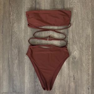 High Waisted Brown Bathing Suit